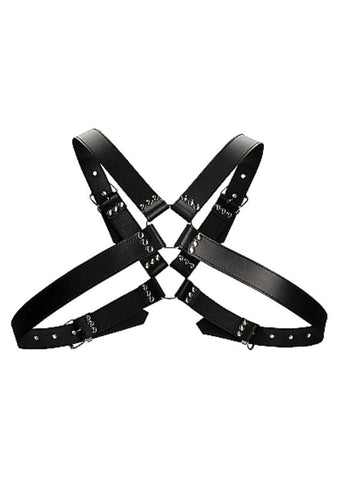 Bondage Bliss Adjustable Leather Harness for Men Four Buckle Design - Cuffs and Restraints