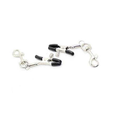 BDStyle Metal Nipple Clamp With Leash Clips Adjustable Pressure Control - Breast and Nipple Toys