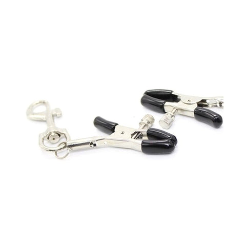 BDStyle Metal Nipple Clamp With Leash Clips Adjustable Pressure Control - Breast and Nipple Toys