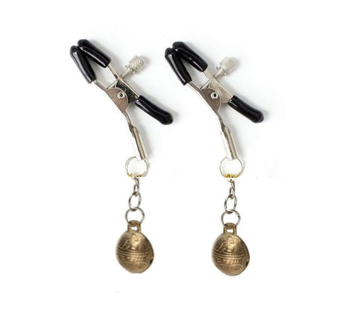 BDStyle Metal Nipple Clamps with Bells Adjustable Pressure Control - Breast and Nipple Toys