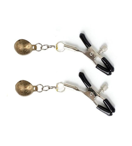 BDStyle Metal Nipple Clamps with Bells Adjustable Pressure Control - Breast and Nipple Toys