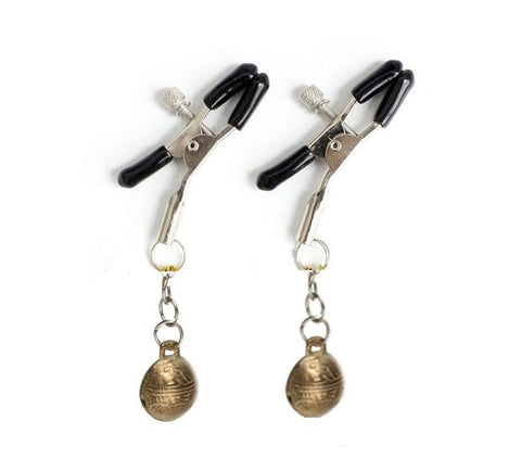 BDStyle Metal Nipple Clamps with Bells Adjustable Pressure Control - Breast and Nipple Toys