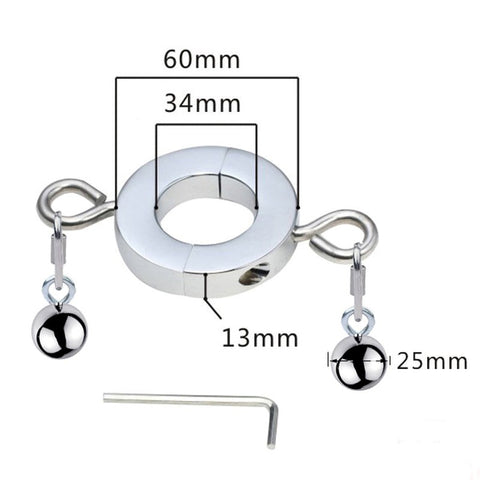 BDStyle Metallic Testicle Stretcher Weights 2 Balls for CBT Play - Ball and Cock Toys