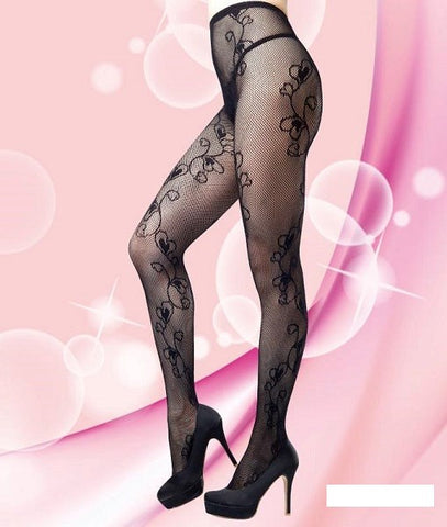 Spotlight Hosiery Mia Pantyhose Floral Design with Suspenders - Hosiery