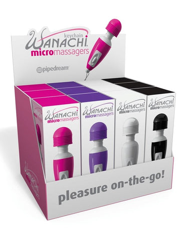 Pipedream Products Micro Wanachi Body Wand Display 12 Keychain Vibrators - Personal Massagers