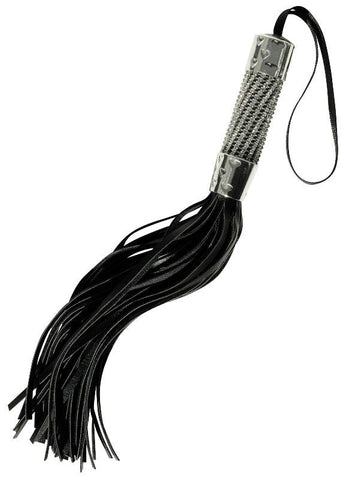 Sportsheets Midnight Bling Fetish Play Flogger with Cubic Zirconia Handle - Whips And Crops
