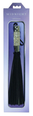 Sportsheets Midnight Bling Fetish Play Flogger with Cubic Zirconia Handle - Whips And Crops