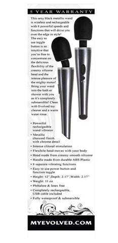 Evolved Mighty Metallic Pleasure Wand 5 Year Warranty Vibrator - Body Wands