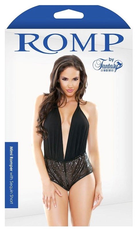 Fantasy Lingerie Fantasy Lingeries Sparkling Sequin Romper with Sequins - - Babydolls and Chemises