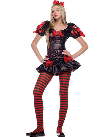 Leg Avenue Miss Rebel Snow Princess Junior Costume Black Leather Roleplay - Fancy Dress Ups