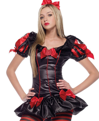 Leg Avenue Miss Rebel Snow Princess Junior Costume Black Leather Roleplay - Fancy Dress Ups