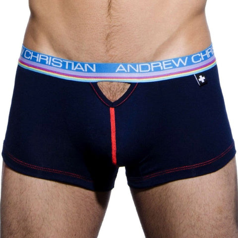 Andrew Christian Nanofit Breeze Teaser Boxer Navy Blue XL Anatomical Pouch - Jocks and G-Strings