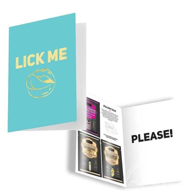 Kama Sutra Naughty Notes Greeting Card Lick Me with Sample Packets - - Sex Games, Coupons and Tricks
