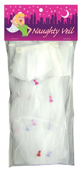 Kheper Games Naughty Bachelorette Adornment Veil with Penises - - Fancy Dress Ups