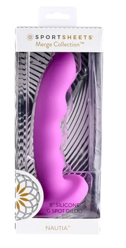 Sportsheets Nautia 8 in. Suction Cup Silicone Dildo with Curved Design - Non-Realistic Dildos