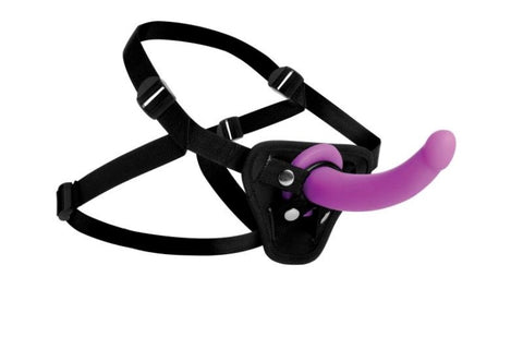 XR Brands Navigator Silicone G Spot Dildo with Harness Curved Design - Strap On Sextoys