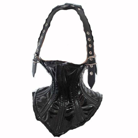 Neck PVC Corset with Head Harness - Cuffs and Restraints