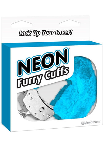 Pipedream Neon Furry BDSM Play Cuffs Blue with Quick Release Safety - Cuffs And Restraints