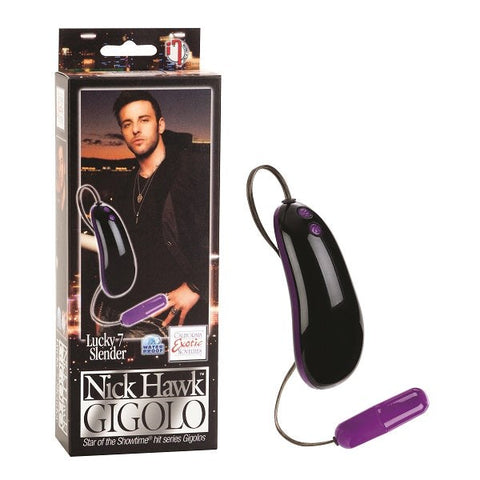 California Exotics Nick Hawk GIGOLO Lucky 7 Slender Remote Vibrator - Remote Control Vibrators