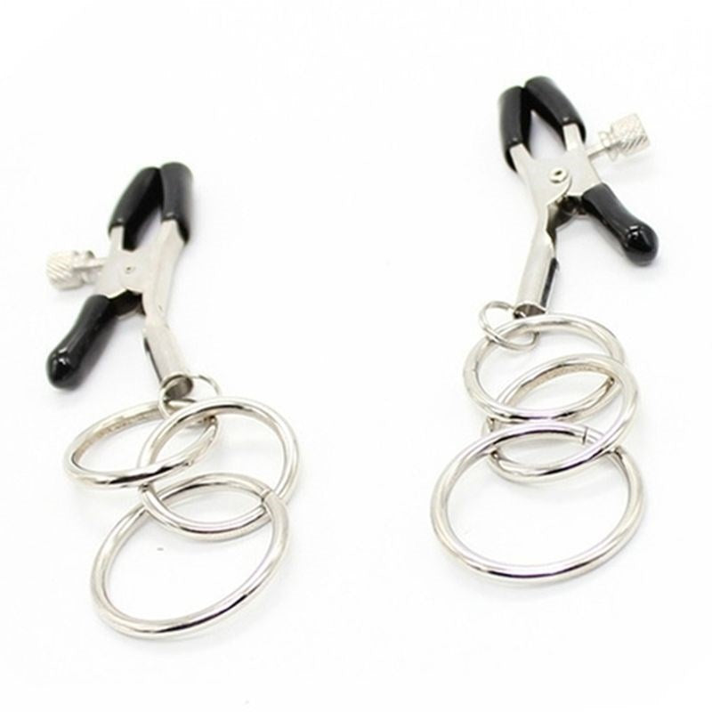 BDStyle Nipple Clamps with 3 Ring Adjustable Pressure Sensation Play - Breast and Nipple Toys