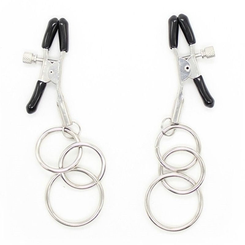BDStyle Nipple Clamps with 3 Ring Adjustable Pressure Sensation Play - Breast and Nipple Toys