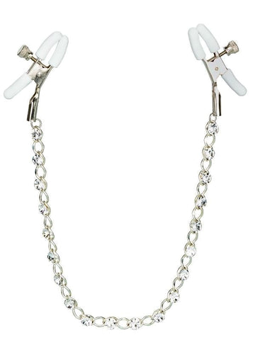 California Exotics Nipple Play Crystal Chain Nipple Clamps with Crystals - Nipple and Clit Clamps