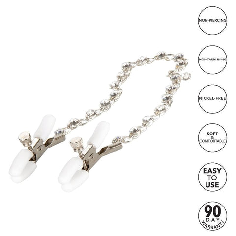 California Exotics Nipple Play Crystal Chain Nipple Clamps with Crystals - Nipple and Clit Clamps