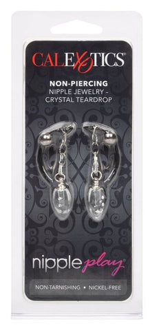 California Exotics Nipple Play Non Piercing Crystal Teardrop Adjustable Jewelry - Nipple and Clit Clamps