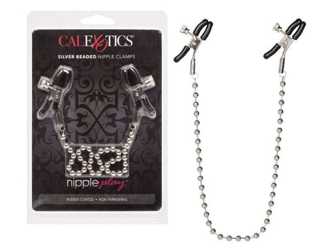 California Exotics Nipple Play Silver Beaded Nipple Clamps Adjustable - Nipple and Clit Clamps