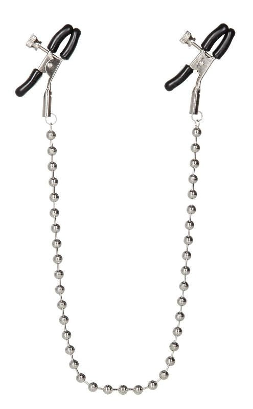Nipple Play Silver Beaded Nipple Clamps Dom Gear Online - - Nipple and Clit Clamps