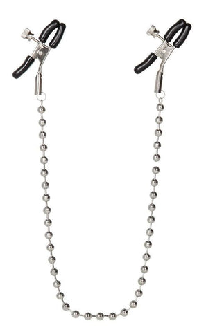 California Exotics Nipple Play Silver Beaded Nipple Clamps Adjustable - Nipple and Clit Clamps