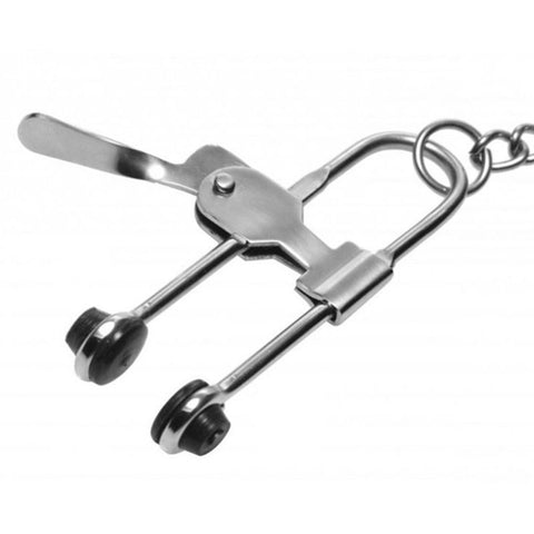 BDStyle Nipple Press Clover Clamps With Chain Adjustable Pressure Control - Nipple and Clit Clamps