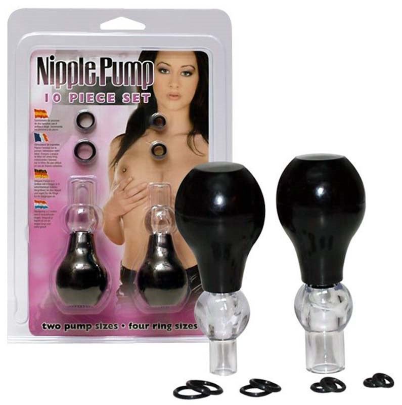 Seven Creations Nipple Pump 10 Piece Set with Complete Suction System - - Breast and Nipple Toys