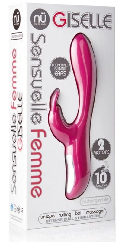 Nu Sensuelle Giselle Magenta Rabbit Vibrator Dual Motor Rolling Ball - - Rabbit Vibrators