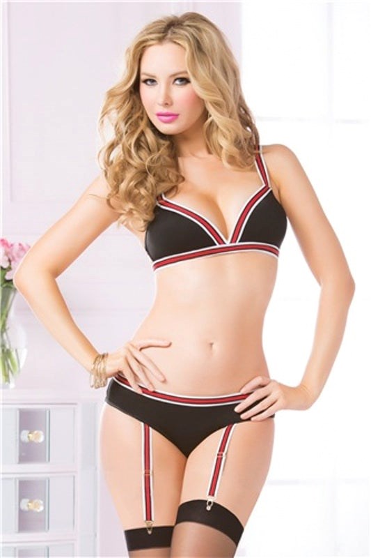Seven til Midnight On The Ball Bra Set Black OS Strappy Design - - Bras and Bra Sets