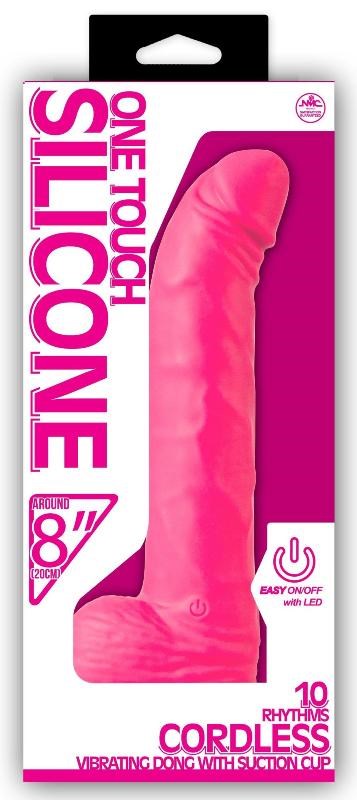 NANMA Corporation One Touch Silicone 8 Vibrator Pink Premium Body Safe - - Realistic Dildos