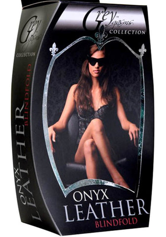XR Brands Onyx Leather Blindfold with Premium Padding and Adjustable Fit - Masks And Blindfolds
