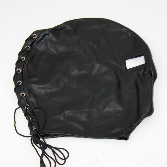 Open Eyed BDSM Hood Faux Leather Max Stamina Support - - Bondage Hoods