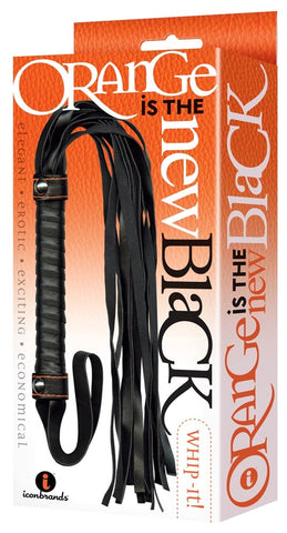 Icon Brands Orange Stitched Whip Delight BDSM Flogger with Leather Strands - Whips And Crops