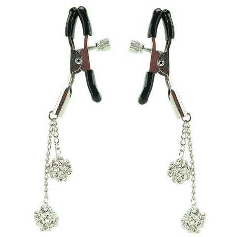 XR Brands Ornament Adjustable Nipple Clamps With Jewel Accents with Rhinestones - Nipple and Clit Clamps