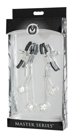 XR Brands Ornament Adjustable Nipple Clamps With Jewel Accents with Rhinestones - Nipple and Clit Clamps