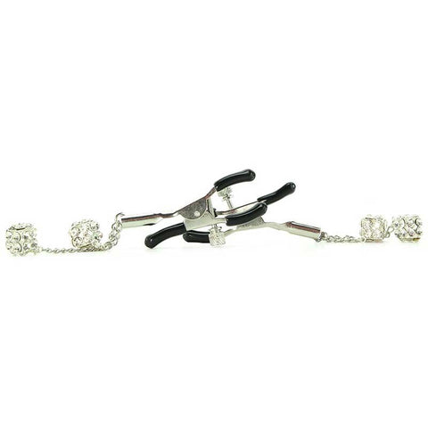 XR Brands Ornament Adjustable Nipple Clamps With Jewel Accents with Rhinestones - Nipple and Clit Clamps