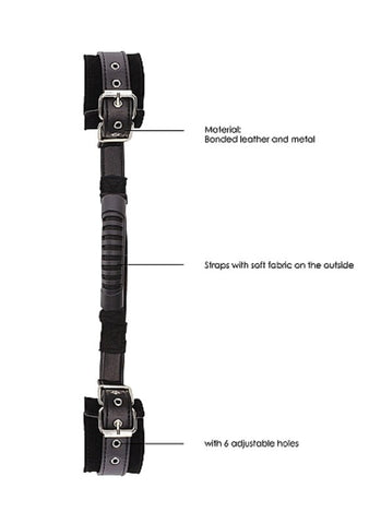 Ouch Black and White Bonded Leather Wrist Cuffs with Handle and Control - Cuffs and Restraints