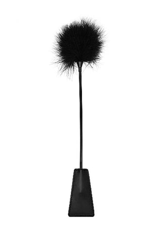 Ouch Black and White Crop with Feather Tickler Dual Sensation BDSM Impact - Whips And Crops
