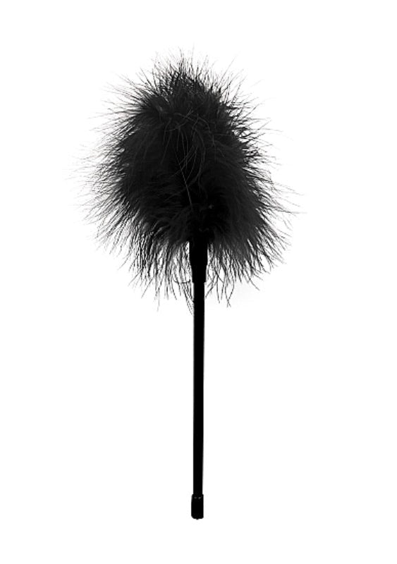Ouch Black and White Feather Tickler Push And Play CRings - - Whips And Crops