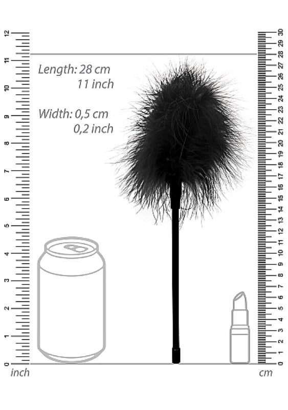 Ouch Black and White Feather Tickler Push And Play CRings - - Whips And Crops