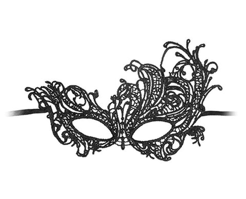 Shots Toys Ouch Black and White Lace Eye Mask Royal Venetian Lace Design - Fancy Dress Ups