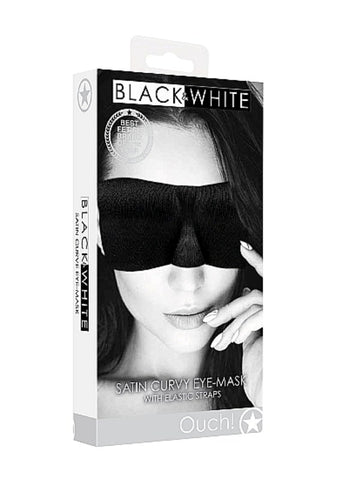 Shots Toys Ouch Black and White Satin Curvy Eye Mask Sensory Bondage - Masks And Blindfolds