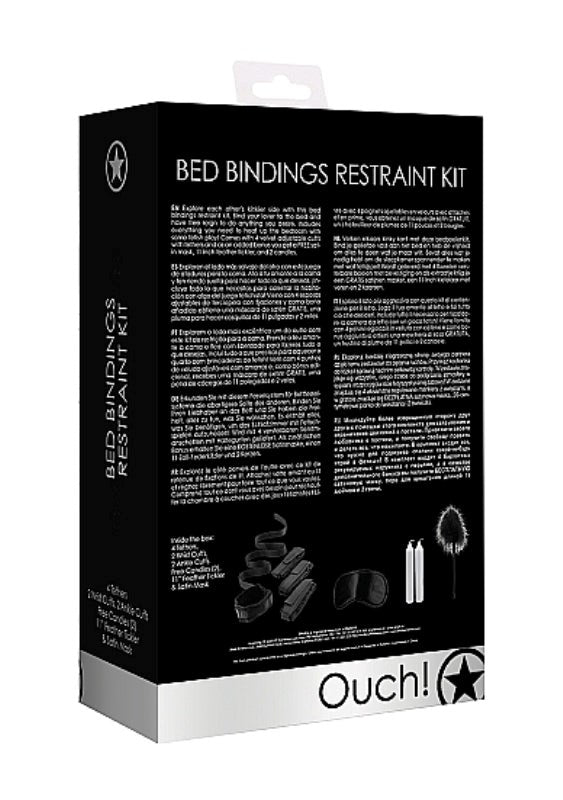 Ouch! Bed Bindings Restraint Kit Black Edge Control Ready - - Cuffs And Restraints