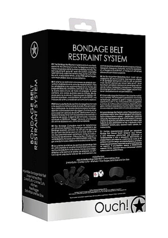 Shots Toys Ouch! Bondage Belt Restraint System with Adjustable Cuffs - Cuffs and Restraints